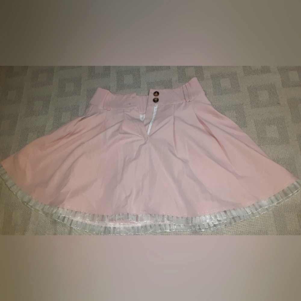 Pink mini skirt with organza trim, small